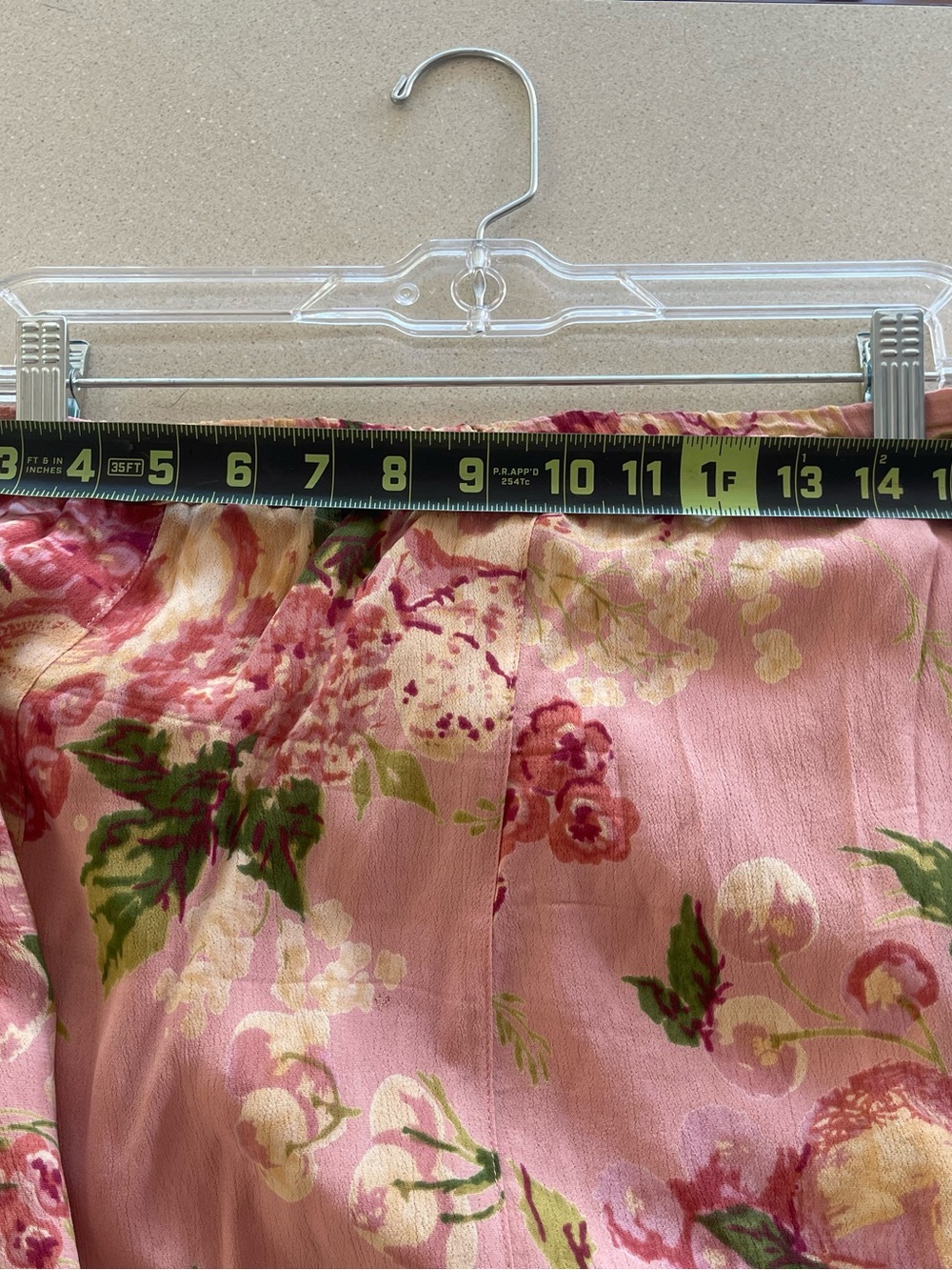 April Cornell Pink Floral Midi Skirt with Burgundy Hem - Picture 3 of 4